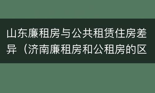 山东廉租房与公共租赁住房差异（济南廉租房和公租房的区别）