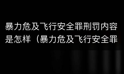 暴力危及飞行安全罪刑罚内容是怎样（暴力危及飞行安全罪刑罚内容是怎样写）