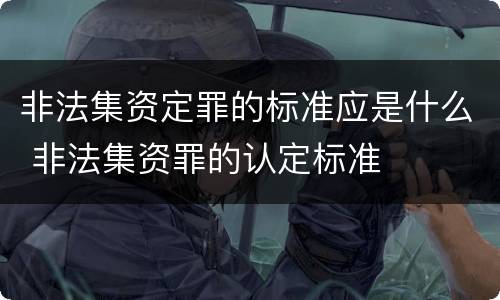 非法集资定罪的标准应是什么 非法集资罪的认定标准