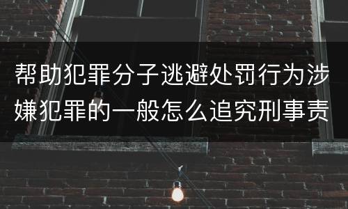 帮助犯罪分子逃避处罚行为涉嫌犯罪的一般怎么追究刑事责任