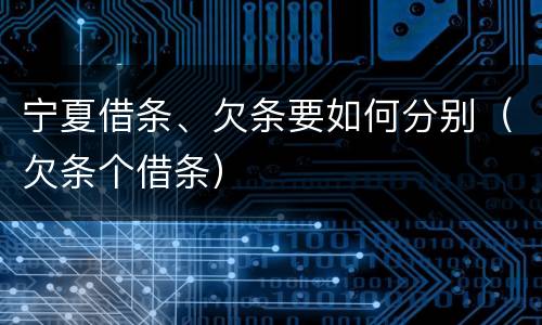 宁夏借条、欠条要如何分别（欠条个借条）