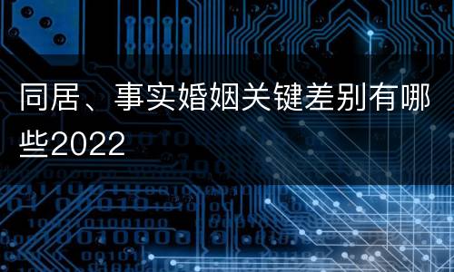 同居、事实婚姻关键差别有哪些2022