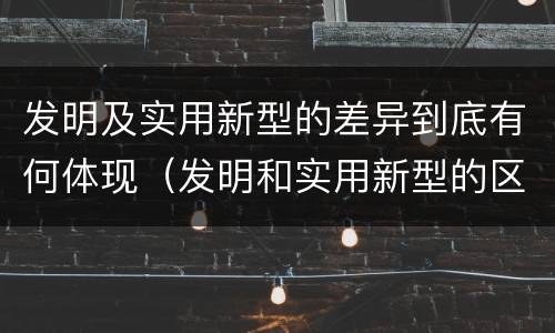 发明及实用新型的差异到底有何体现（发明和实用新型的区别和联系有什么）