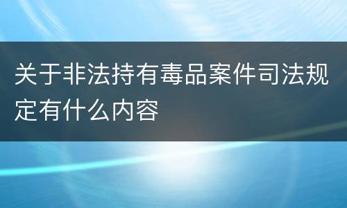 关于非法持有毒品案件司法规定有什么内容