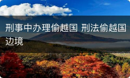 刑事中办理偷越国 刑法偷越国边境