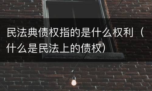民法典债权指的是什么权利（什么是民法上的债权）