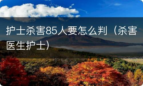 护士杀害85人要怎么判（杀害医生护士）