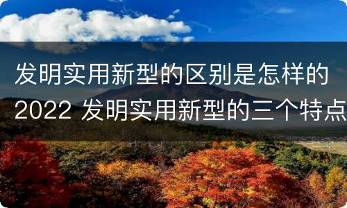 发明实用新型的区别是怎样的2022 发明实用新型的三个特点