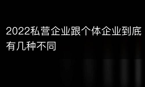 2022私营企业跟个体企业到底有几种不同