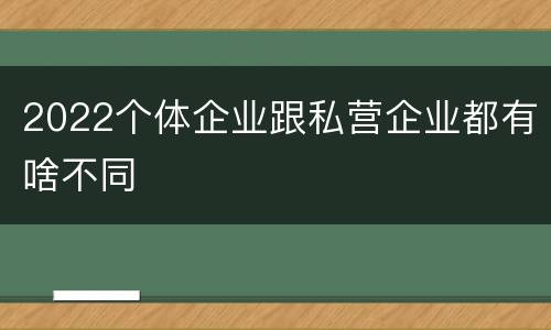 2022个体企业跟私营企业都有啥不同