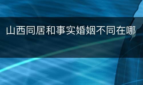 山西同居和事实婚姻不同在哪