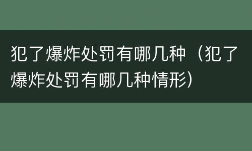 犯了爆炸处罚有哪几种（犯了爆炸处罚有哪几种情形）