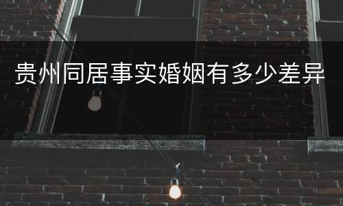 贵州同居事实婚姻有多少差异