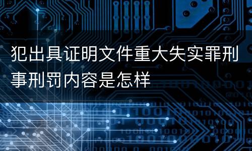 犯出具证明文件重大失实罪刑事刑罚内容是怎样