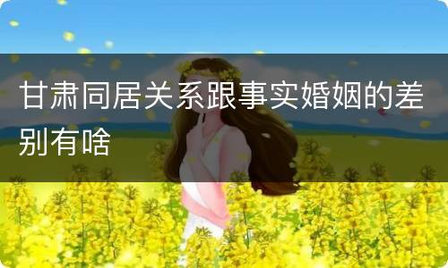 甘肃同居关系跟事实婚姻的差别有啥
