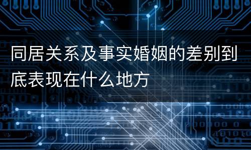 同居关系及事实婚姻的差别到底表现在什么地方