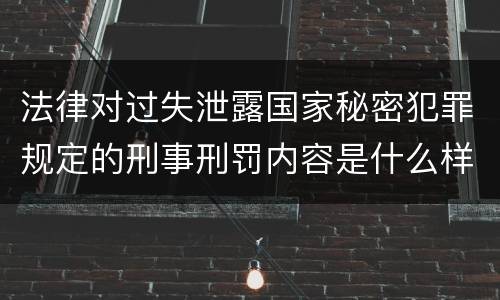 法律对过失泄露国家秘密犯罪规定的刑事刑罚内容是什么样的
