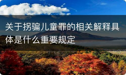 关于拐骗儿童罪的相关解释具体是什么重要规定