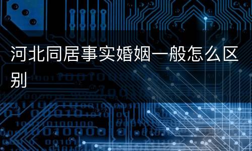 河北同居事实婚姻一般怎么区别