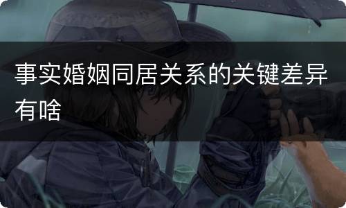 事实婚姻同居关系的关键差异有啥