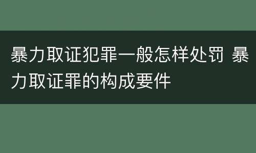 暴力取证犯罪一般怎样处罚 暴力取证罪的构成要件