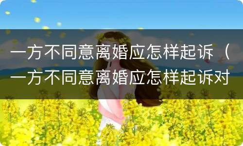 一方不同意离婚应怎样起诉（一方不同意离婚应怎样起诉对方）