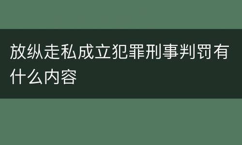 放纵走私成立犯罪刑事判罚有什么内容