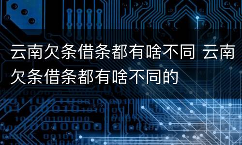 云南欠条借条都有啥不同 云南欠条借条都有啥不同的