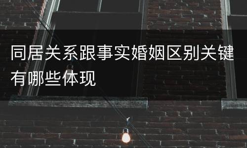 同居关系跟事实婚姻区别关键有哪些体现