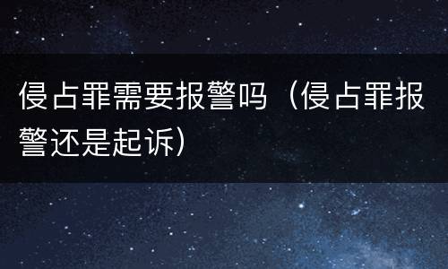 侵占罪需要报警吗（侵占罪报警还是起诉）