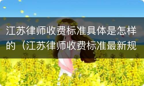 江苏律师收费标准具体是怎样的（江苏律师收费标准最新规定出台）