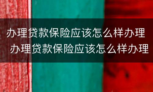 办理贷款保险应该怎么样办理 办理贷款保险应该怎么样办理呢