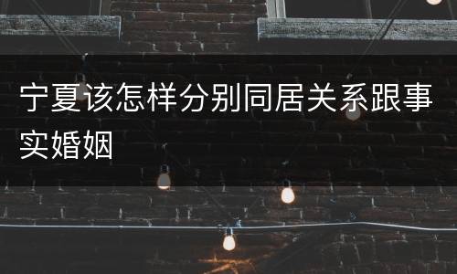 宁夏该怎样分别同居关系跟事实婚姻