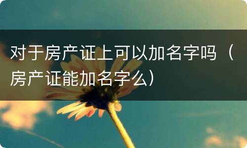 对于房产证上可以加名字吗（房产证能加名字么）
