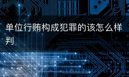 单位行贿构成犯罪的该怎么样判