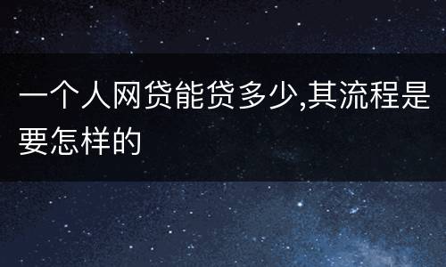 一个人网贷能贷多少,其流程是要怎样的