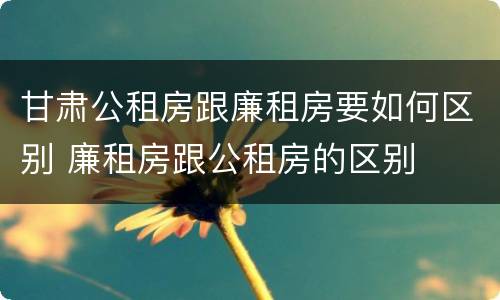 甘肃公租房跟廉租房要如何区别 廉租房跟公租房的区别