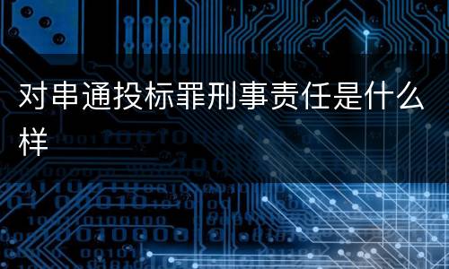 对串通投标罪刑事责任是什么样