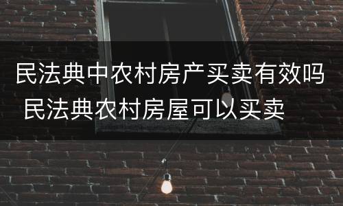 民法典中农村房产买卖有效吗 民法典农村房屋可以买卖