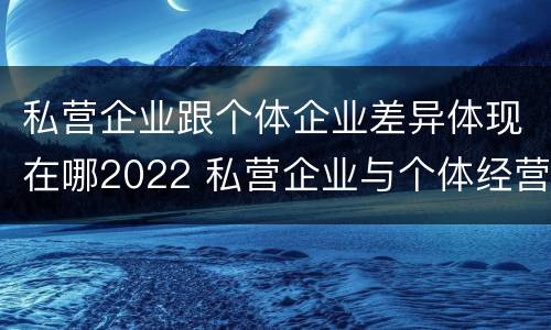 私营企业跟个体企业差异体现在哪2022 私营企业与个体经营企业的区别