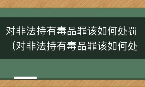 对非法持有毒品罪该如何处罚（对非法持有毒品罪该如何处罚呢）