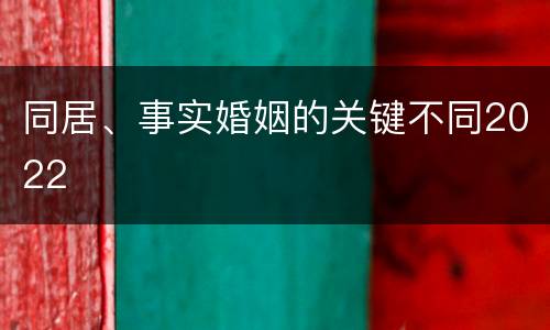 同居、事实婚姻的关键不同2022