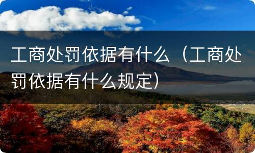 工商处罚依据有什么（工商处罚依据有什么规定）