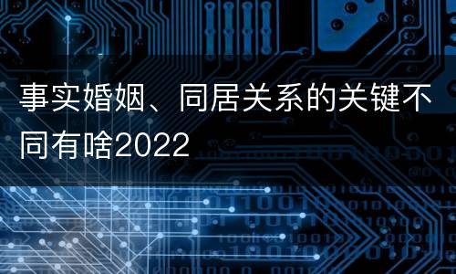 事实婚姻、同居关系的关键不同有啥2022