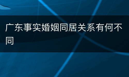 广东事实婚姻同居关系有何不同