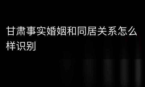 甘肃事实婚姻和同居关系怎么样识别