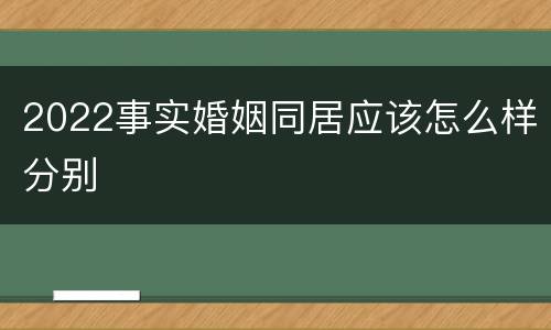 2022事实婚姻同居应该怎么样分别