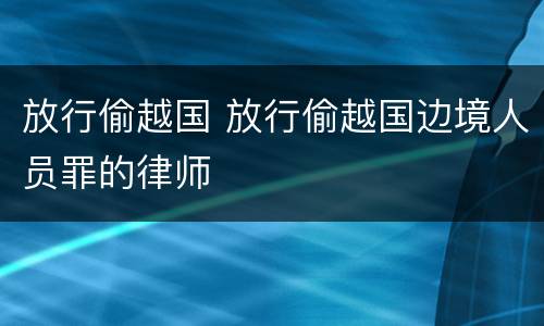 放行偷越国 放行偷越国边境人员罪的律师