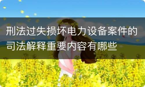 刑法过失损坏电力设备案件的司法解释重要内容有哪些