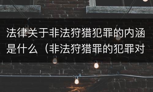 法律关于非法狩猎犯罪的内涵是什么（非法狩猎罪的犯罪对象是）